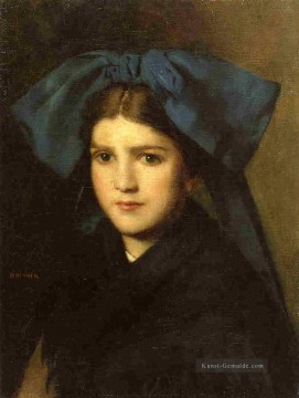 Porträt eines jungen Mädchens mit einem Bogen in ihrem Haar Jean Jacques Henner Ölgemälde